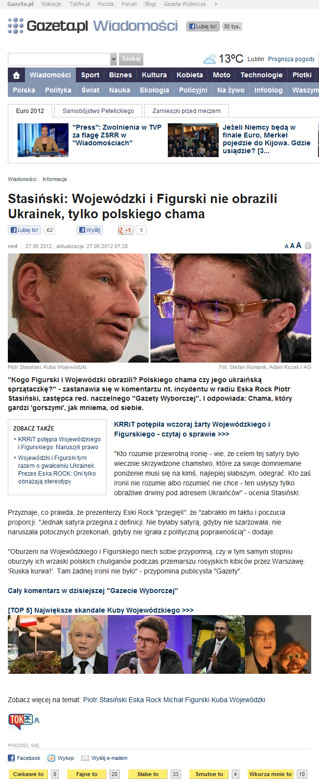 Stasiński Wojewódzki i Figurski nie obrazili Ukrainek tylko polskiego chama