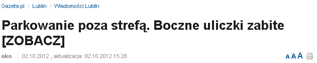 Parkowanie poza strefą. Boczne uliczki zabite  ZOBACZ