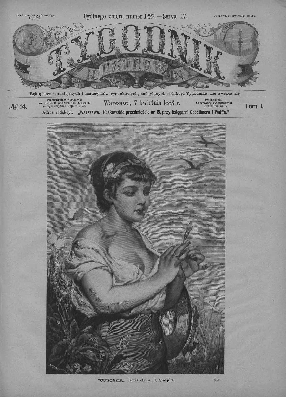 Tygodnik Ilustrowany 1883, nr 14.Biblioteka Cyfrowa Uniwersytetu Łódzkiego.