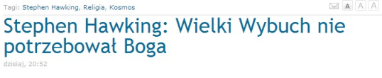 Stephen Hawking  Wielki Wybuch nie potrzebował Boga - Onet Wiadomości