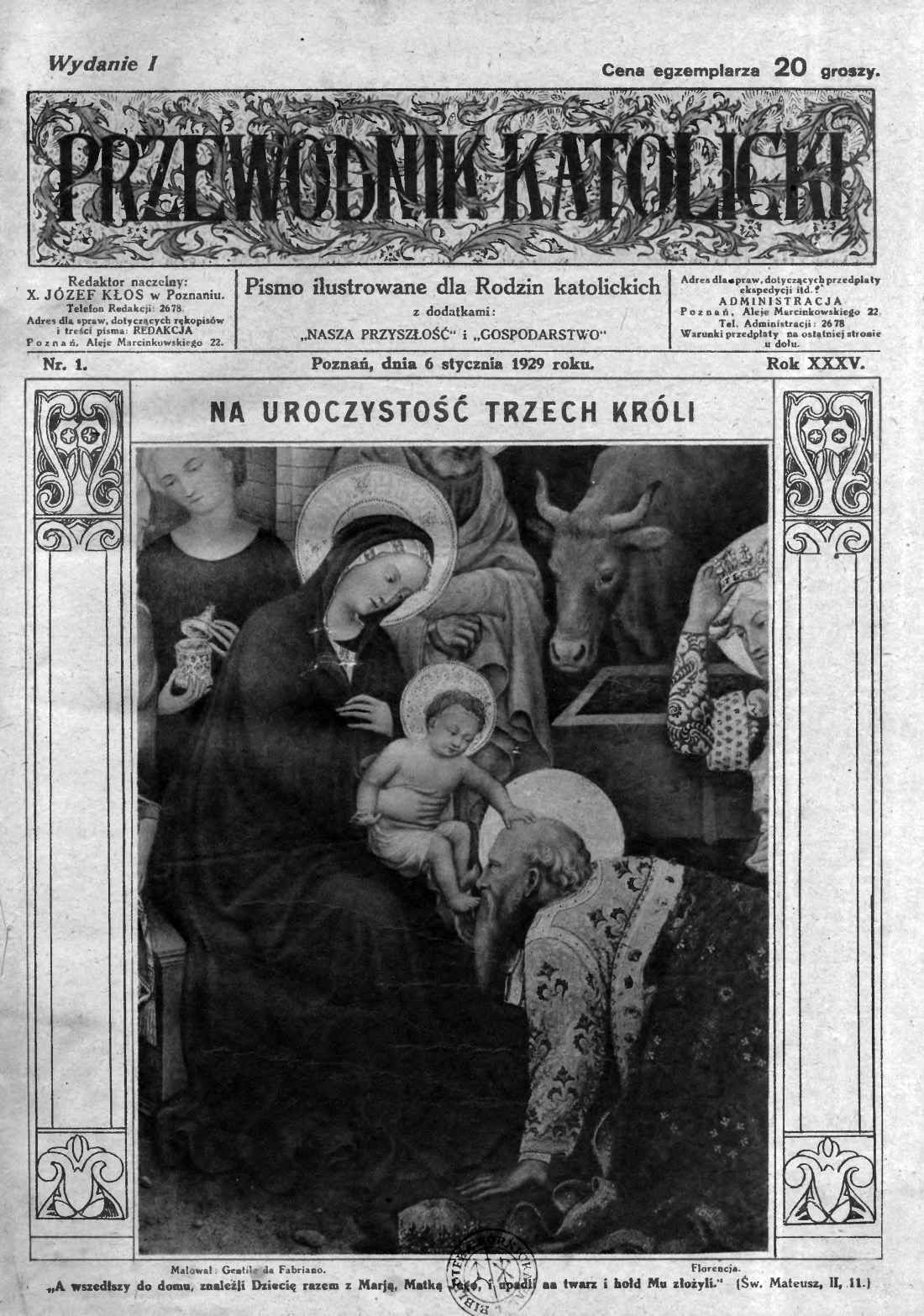 Przewodnik Katolicki 1929, nr 1. Wielkopolska Biblioteka Cyfrowa.